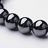 Synthetic Hematite Round Beaded Stretch Bracelet BJEW-F203-10-2