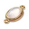 Brass Pave Natural Shell Oval Links Connector Charms KK-S403-10G-2