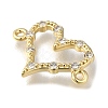 Rack Plating Brass Pave Clear Cubic Zirconia Heart Links Connector Charms KK-K373-11A-G-2