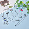6Pcs 6 Colors Rhinestone Crown Hanging Chain Brooches JEWB-HY0001-30-4