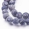 Natural Black Silk Stone/Netstone Beads Strands G-F520-57-8mm-3