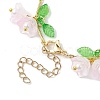 Flower Glass & Acrylic Charm Bracelets BJEW-JB10443-04-4