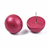 Painted Half Round Schima Wood Earrings for Girl Women EJEW-T017-02D-1
