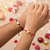 2Pcs Brass Heart & Cross Double Layered Couple Bracelet Set WL1100-3-1