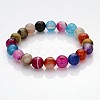 Faceted Natural Agate Round Beads Kids Stretch Bracelets BJEW-JB01910-1