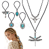 6Pcs Synthetic Turquoise & Alloy Necklaces & Hair Tie Kits SJEW-PH00014-1