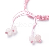 Natural Rose Quartz Pi Disc Braided Bead Bracelet BJEW-JB08793-5