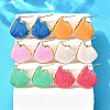 Shell Shape Brass Stud Earrings EJEW-G424-01G-1