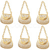 6Pcs Brass Micro Pave Cubic Zirconia Pendants KK-BBC0019-72-1