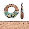 14Pcs 7 Styles Transparent Resin & Walnut Wood Pendants RESI-N053-15-3
