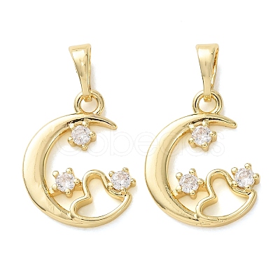 Brass Micro Pave Clear Cubic Zirconia Pendants CU-E003-16G-E-1