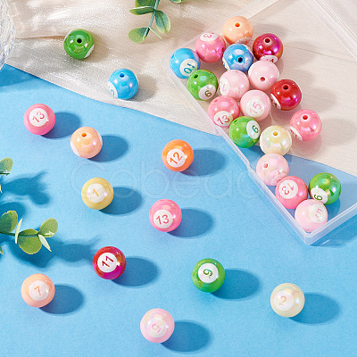 30Pcs Sports UV Plating Opaque Acrylic Beads PACR-TA0001-29-1
