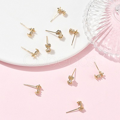 SHEGRACE Apple Brass Micro Pave Clear Cubic Zirconia Stud Earrings XGRQ4N428-715G-1