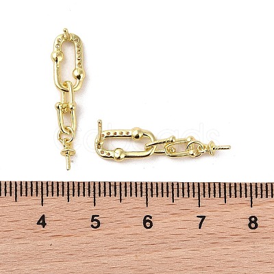 Brass with Cubic Zirconia Stud Earring Findings KK-B087-07G-1