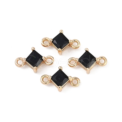 Brass Pave Glass Rhombus Links Connector Charms GLAA-Q088-001H-1