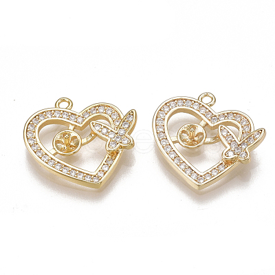 Brass Micro Pave Cubic Zirconia Peg Bails Pendants KK-T038-359G-1