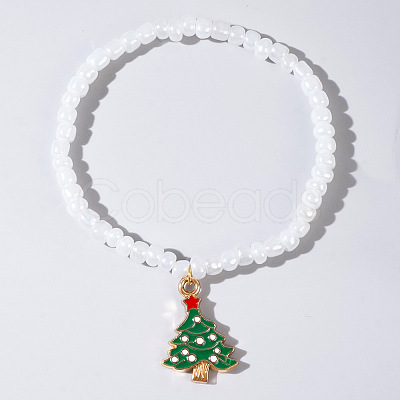 Christmas 304 Stainless Steel Enamel Charm Bracelets LB4238-1-1