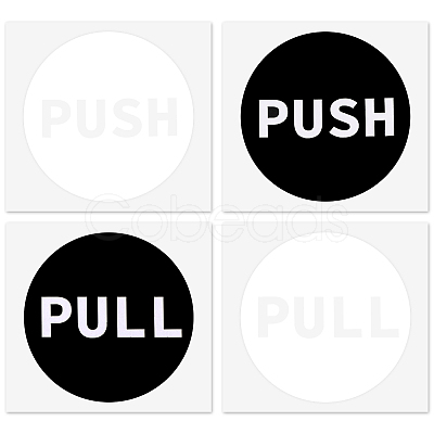 14 Sets 2 Colors PVC Self-Adhesive Push Pull Sign Stickers STIC-GL0001-07-1
