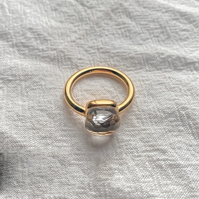 Square 304 Stainless Steel with Glass Finger Rings FS-WG8AAFA-13-1