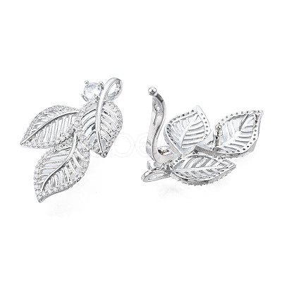 Brass Micro Pave Clear Cubic Zirconia Twister Clasps KK-N233-402P-1