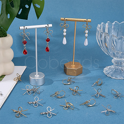 10 Pairs 2 Colors Bowknot Brass Leverback Earrings EJEW-SC0001-93-1