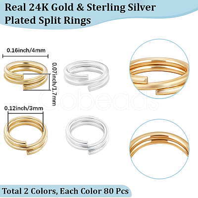 160Pcs 2 Colors Brass Split Rings KK-BBC0023-08B-1