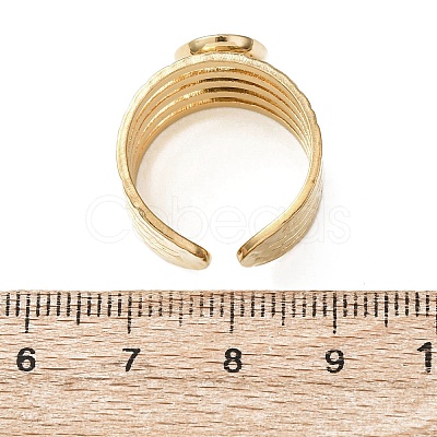 304 Stainless Steel with Glass Cat Eye Cuff Rings for Women RJEW-K309-40F-1