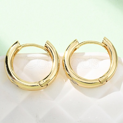 Brass Clear Cubic Zirconia Hoop Earrings EJEW-L277-02G-1