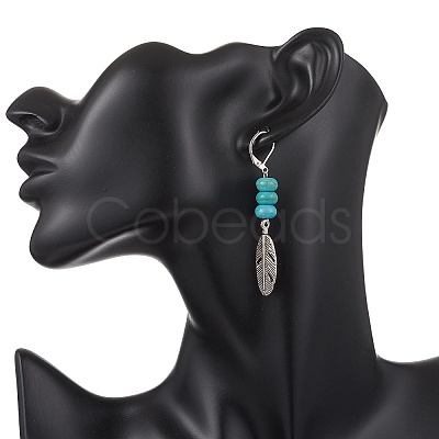 2 Pairs Alloy Feather Hoop Earrings EJEW-JE06713-1