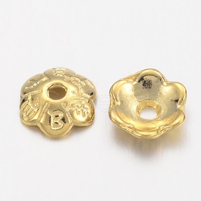 6-Petal Tibetan Style Alloy Flower Bead Caps TIBE-S220-G-01-NR-1