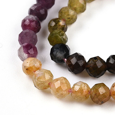 Gradient Color Natural Multicolor Tourmaline Beads Strands G-T141-68A-1