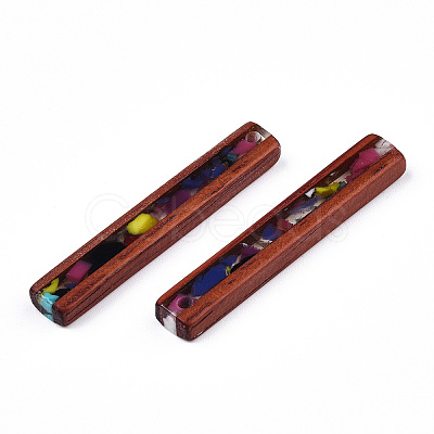 Transparent Resin & Wood Pendants RESI-N039-08-1