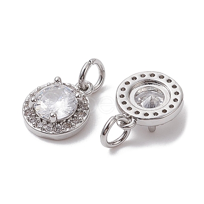 Brass Micro Pave Clear Cubic Zirconia Charms X-KK-K360-16P-1