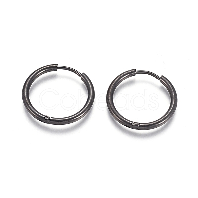 304 Stainless Steel Huggie Hoop Earrings LS-EJEW-F111A-20mm-B-1