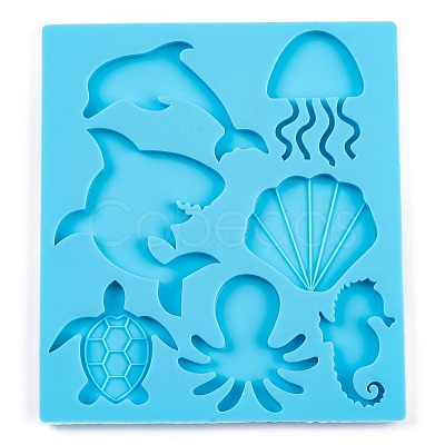 Ocean Theme Mixed Marine Organism DIY Pendant Silhouette Silicone Molds DIY-Q034-04-1