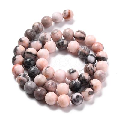 Natural Zebra Jasper Round Bead Strands G-E334-8mm-11-1