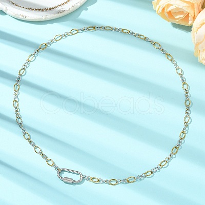 5MM Two Tone 304 Stainless Steel Textured Figaro Chain Necklaces NJEW-JN06466-01-1