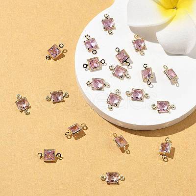 SHEGRACE Brass Pave Cubic Zirconia Square Connector Charms XGRQ2O093-440E-G-1