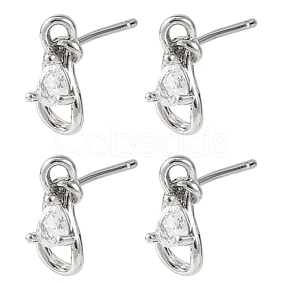 SHEGRACE Teardrop Brass Micro Pave Clear Cubic Zirconia Stud Earrings XGRQ4N877-701P-1