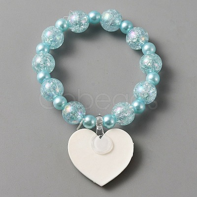 Cute Plastic Charm Stretch Bracelet with Round Beaded for Women BJEW-TAC0009-02A-1