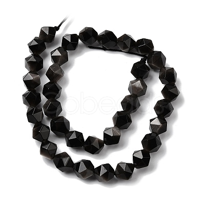 Natural Silver Obsidian Beads Strands G-Z119-A11-03-1