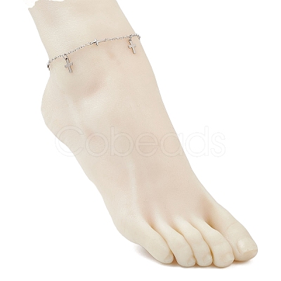304 Stainless Steel Cross Link Chain Anklets AJEW-AN00739-01-1