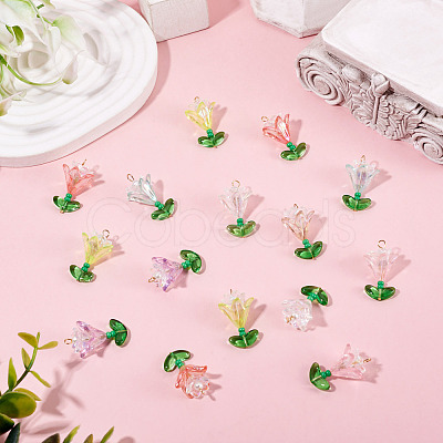 Transparent Acrylic Flower Pendants PALLOY-TADJ00011-1