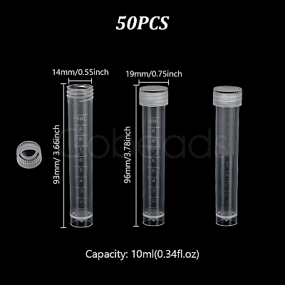 50Pcs Clear Graduated Tube Plastic Bead Containers CON-GA0001-27-1