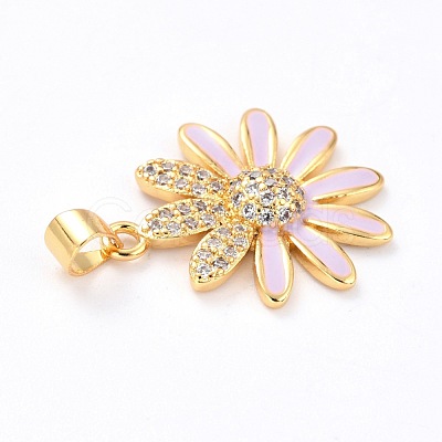 Real 18K Gold Plated Brass Micro Pave Cubic Zirconia Pendants ZIRC-L100-087G-07-1