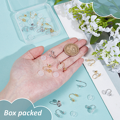 20Pcs 2 Colors Brass Clip-on Earring Converters Findings KK-BC0014-96A-1