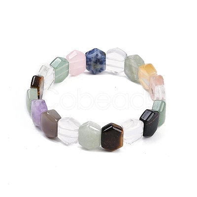 Natural Mixed Gemstone Beaded Stretch Bracelets for Women Men BJEW-M049-17-1