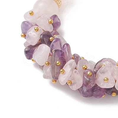 Natural Amethyst & Natural Rose Quartz Beaded Bracelets for Women BJEW-JB13150-01-1