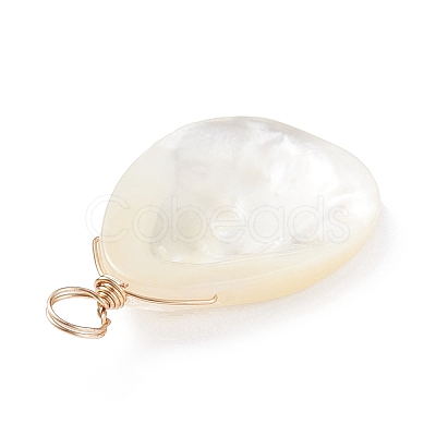 Natural Trochid Shell/Trochus Shell Pendants X-PALLOY-JF01393-1