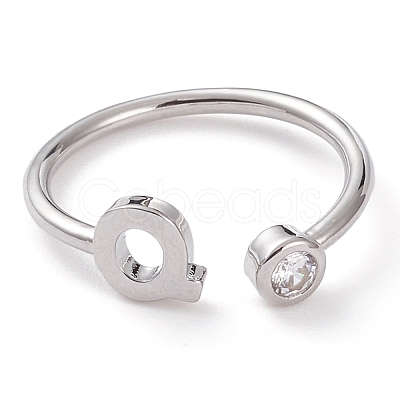 Brass Micro Pave Clear Cubic Zirconia Cuff Rings RJEW-Z005-Q-P-1